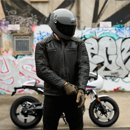 (Preorder) GEN 2 'ol Bobber' | Diamond Quilted Premium Motorbike Jacket | Distressed Charcoal Brown