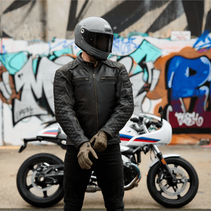 (Preorder) GEN 2 'ol Bobber' | Diamond Quilted Premium Motorbike Jacket | Distressed Charcoal Brown