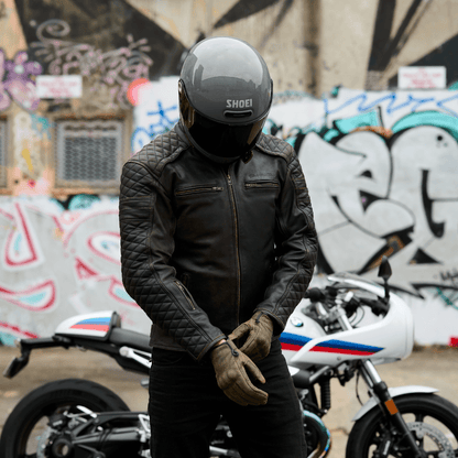 (Preorder) GEN 2 'ol Bobber' | Diamond Quilted Premium Motorbike Jacket | Distressed Charcoal Brown