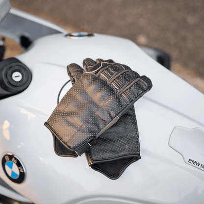 *NEW* Gen 3 Thumpa's | Short Cuff Summer Motorbike Gloves | Perforated Dark Charcoal Brown Leather