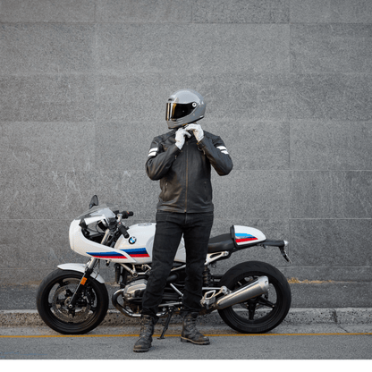 *NEW* 'Racer' Gloves | Retro Motorbike Gauntlet Gloves | Perforated White Leather