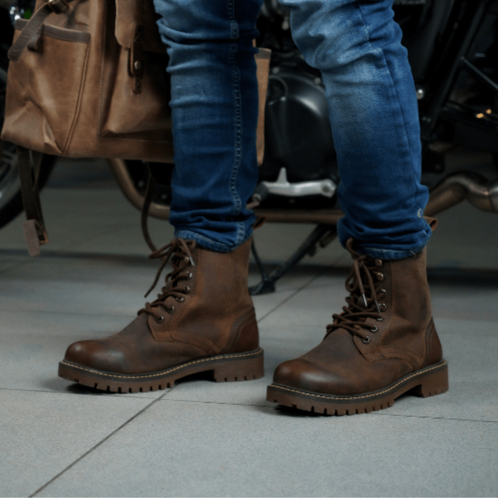 Derby Rusty Wrangler Motorcycle Boots | Trip Machine Boots – Black Pup Moto