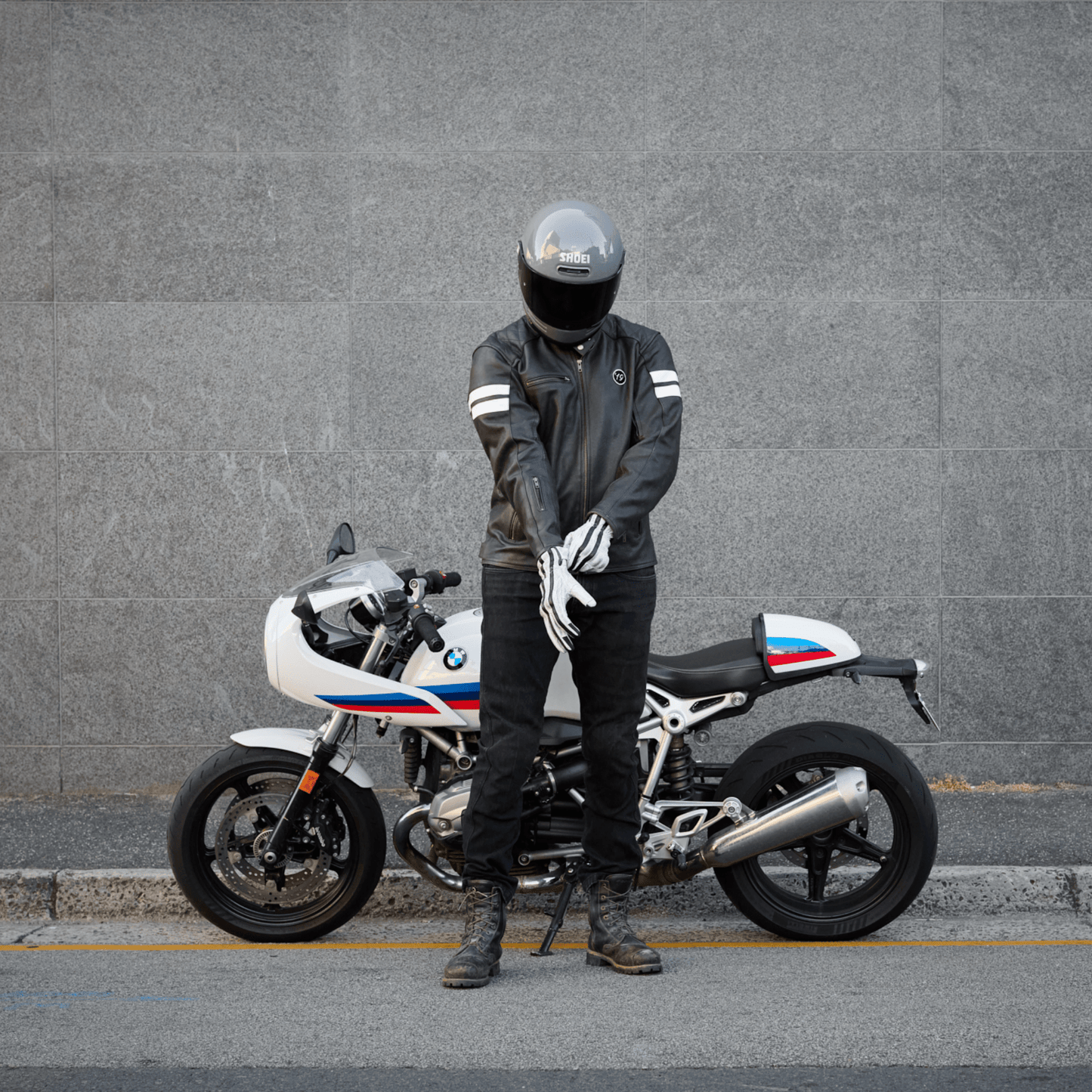 *NEW* 'Racer' Gloves | Retro Motorbike Gauntlet Gloves | Perforated White Leather