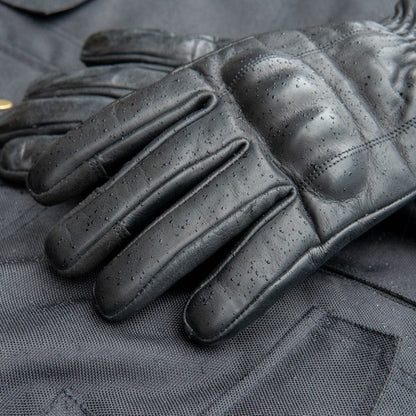 GEN 2 'The Classic' Double Length Gauntlet | Extra Long Warm Motorbike Gloves | Black Leather