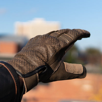 Gen 3 Thumpa's | Short Cuff Summer Motorbike Gloves | Aramid + Perforated Brown Leather