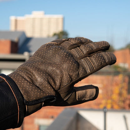 Gen 3 Thumpa's | Short Cuff Summer Motorbike Gloves | Aramid + Perforated Brown Leather