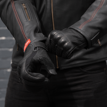 Gen 2 Thumpa's | Short Cuff Summer Motorbike Gloves | Aramid + Perforated Black Leather