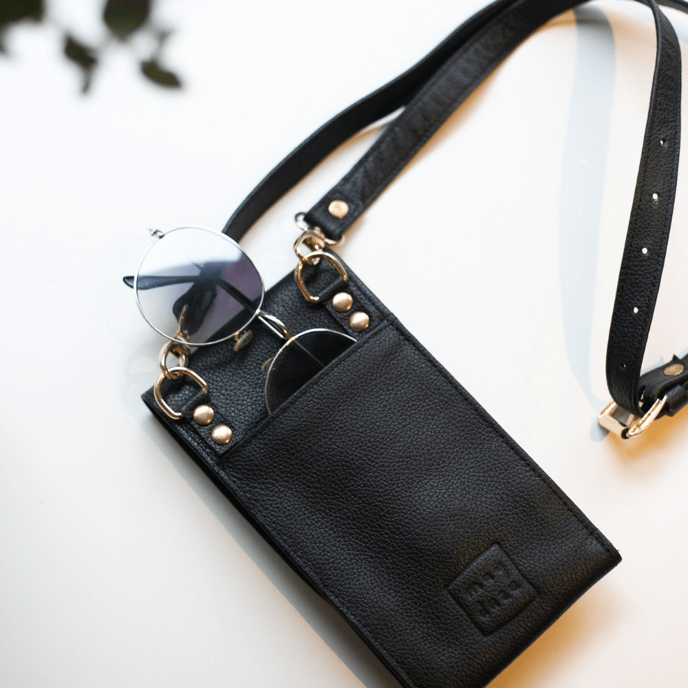 MayDaze Phone Cross Body Bags | 'The Classic' | Black Leather | Phone Cross Body Bag