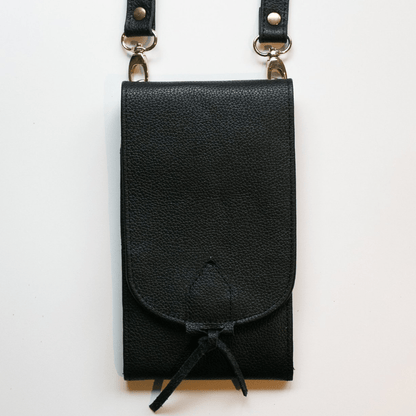 MayDaze Phone Cross Body Bags | 'The Classic' | Black Leather | Phone Cross Body Bag