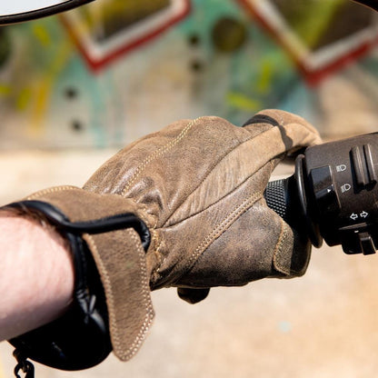 'The Original' Retro Motorbike Gloves Brown Distressed Leather