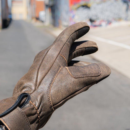 'The Original' Retro Motorbike Gloves Brown Distressed Leather