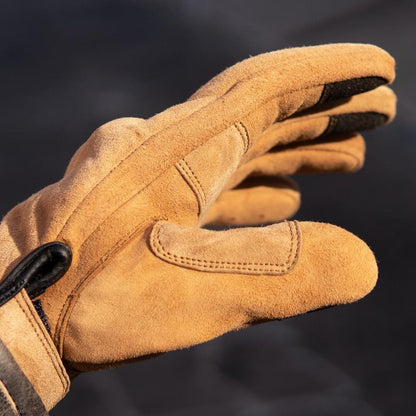 Tan Suede Motorcycle Gloves