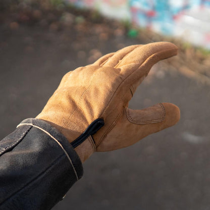 Tan Suede Motorcycle Gloves