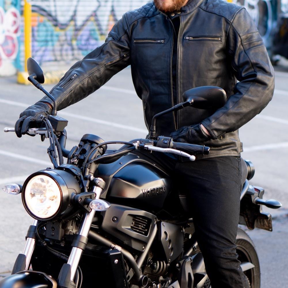 FactoryExtreme Phantom Black Leather Motorcycle Jacket Mens - Plus India |  Ubuy