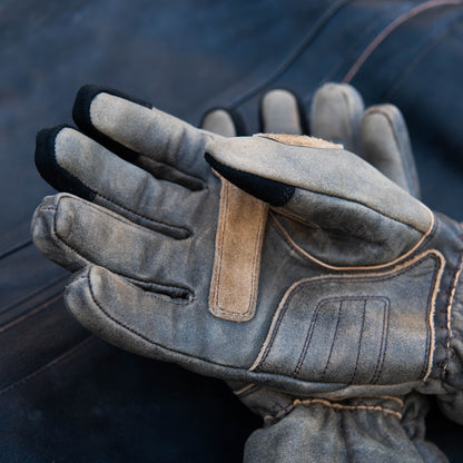 GEN 2 'The Original' Double Length Gauntlet | Extra Long Warm Motorbike Gloves | Retro Brown Distressed Leather